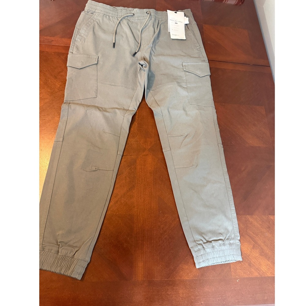 Projek Raw Mens Bungeeflex Cargo Jogger Pants Moss Lichen Green XL NWT 144109